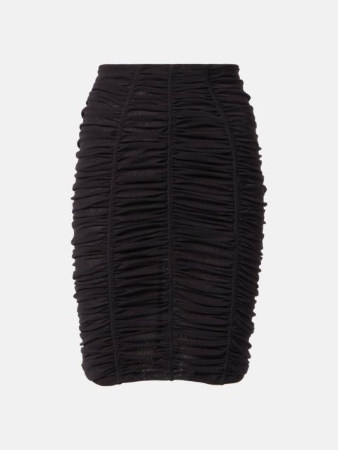 Ruched high-rise jersey miniskirt