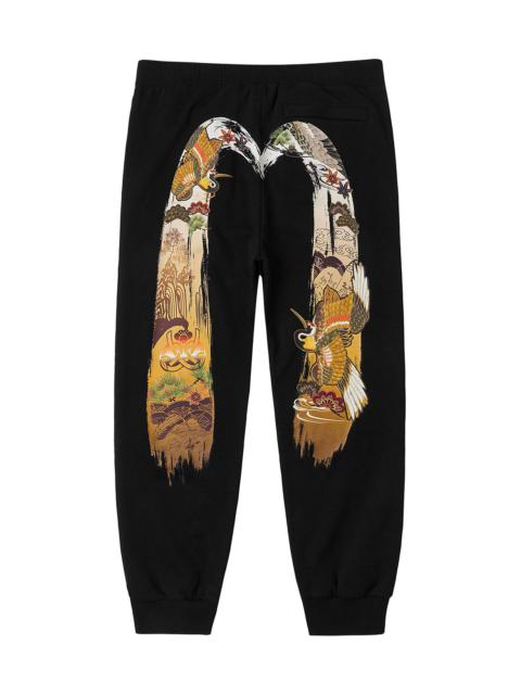 Logo Embroidery and Grateful Crane Daicock Print Regular Fit Sweatpants