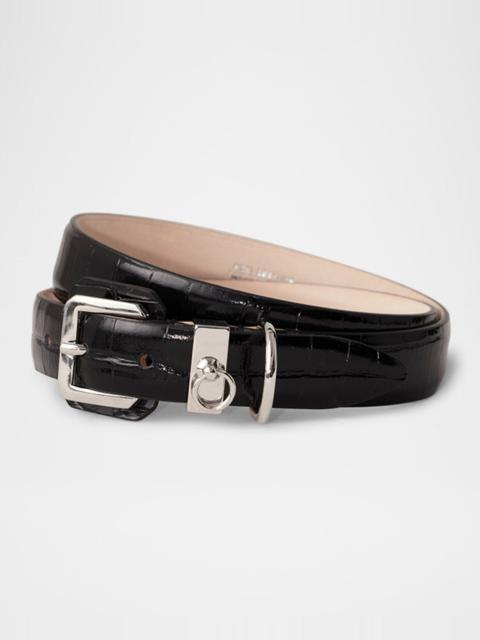 Jolinard Crocodile Textured Leather Belt