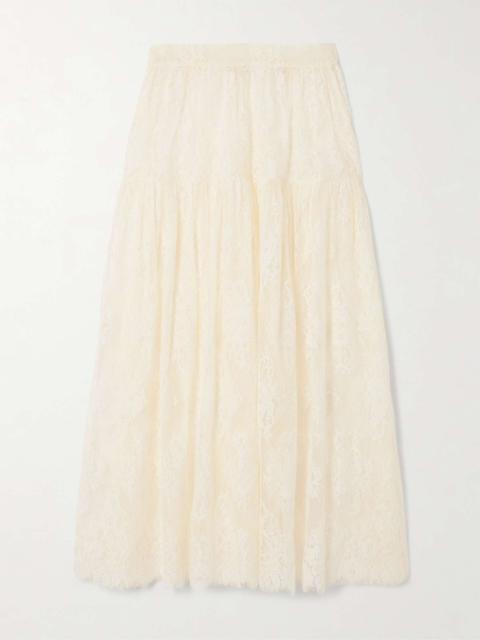 Sebastiane tiered lace midi skirt Off-white