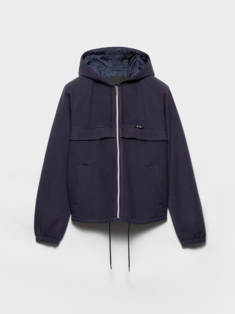 Hooded technical fabric blouson jacket