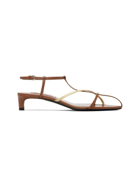Tan Cage Low Heeled Sandals
