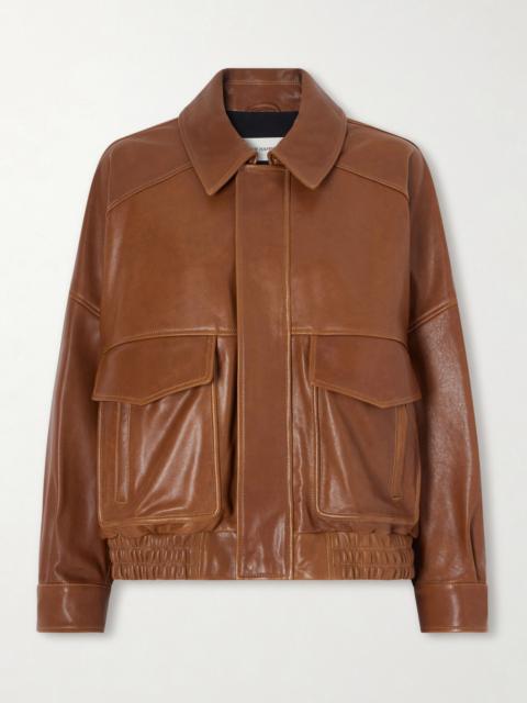 Runa Paneled Leather Bomber Jacket
