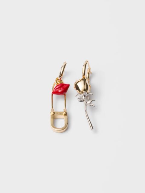 Enameled metal earrings