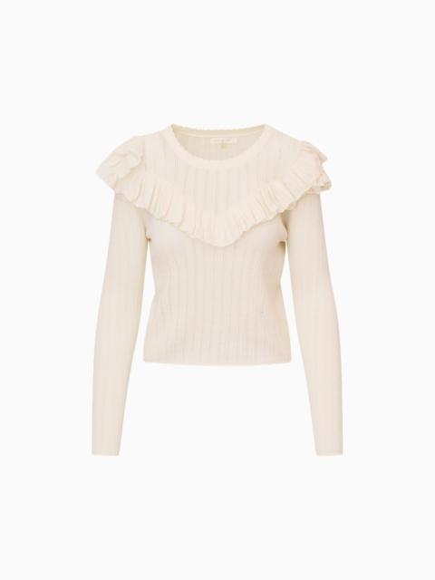 Presla Pointelle Ruffle Sweater