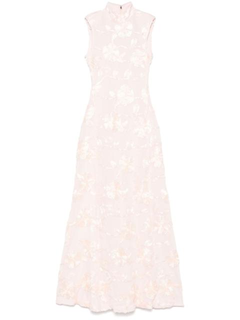 floral-mesh maxi dress