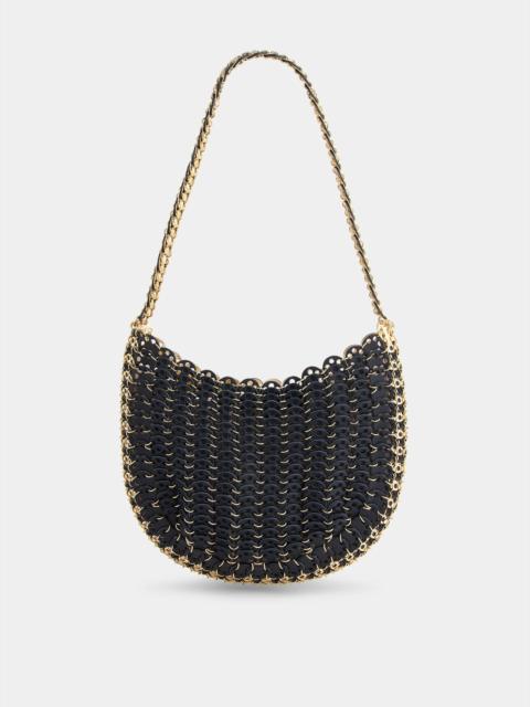 MOON HOBO FLIP BAG IN REVERSIBLE BLACK AND GOLD LEATHER
