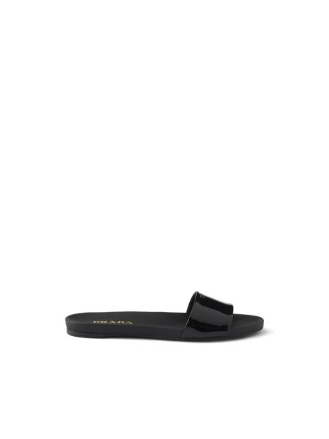 logo patent leather slides