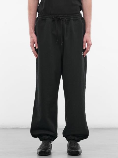 Black Cotton Logo Wide Joggers