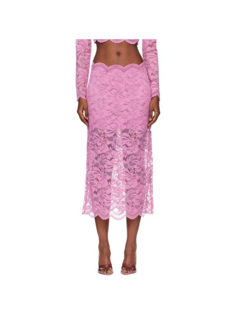 Pink Lace Midi Skirt
