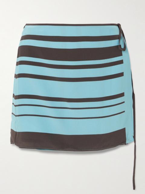 Rioja Striped Silk-crepe Mini Wrap Skirt