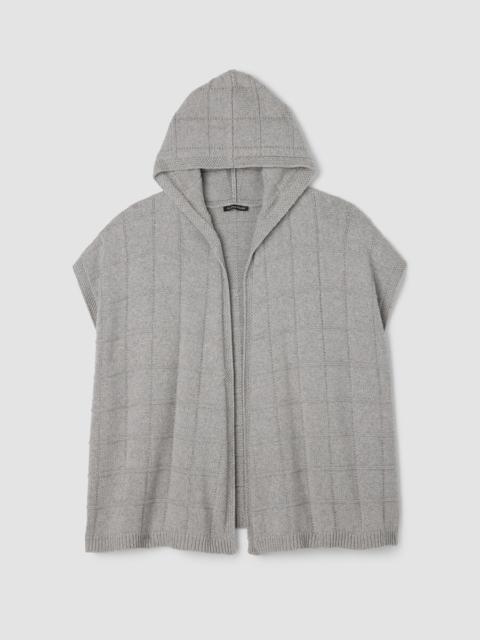 Cotton and Recycled Cashmere Hooded Poncho