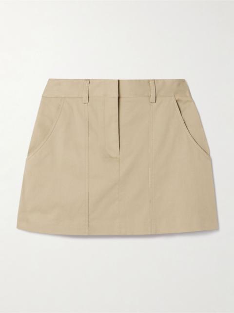 Paneled organic cotton-blend twill mini skirt Beige