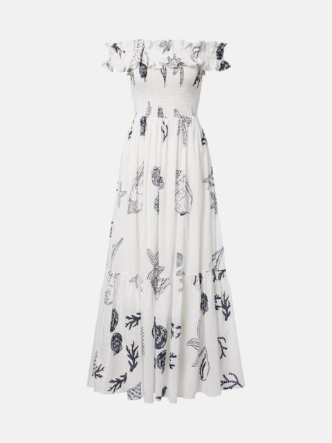 Suzanne shirred cotton muslin maxi dress