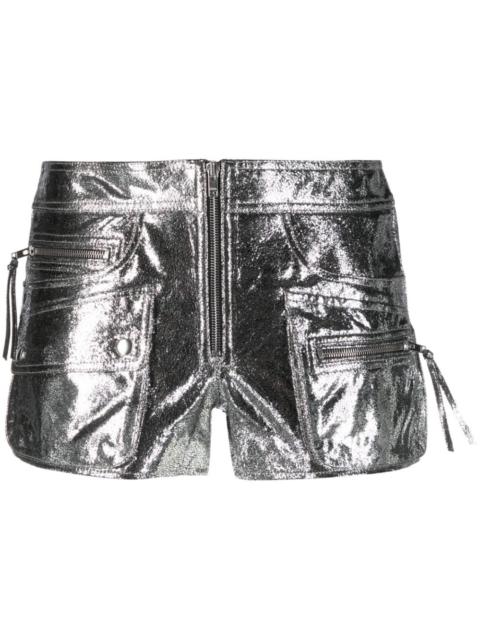 metallic low-rise shorts