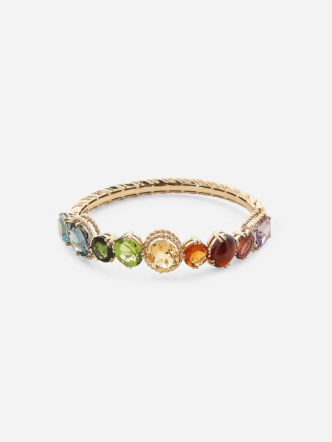 Rainbow bracelet in yellow gold 18kt with multicolor gemstones