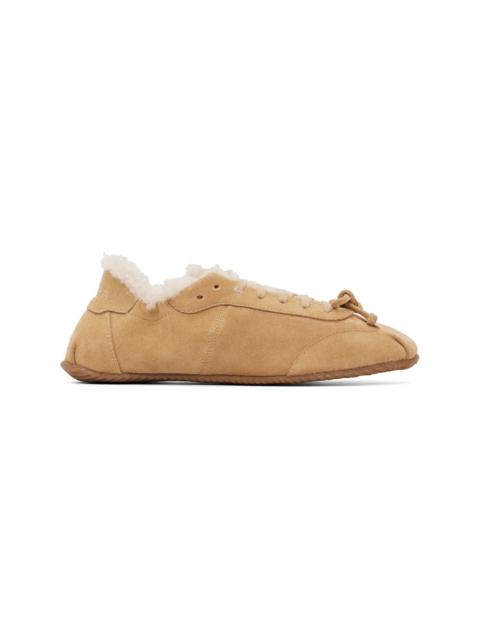 Beige Ballerina Shearling Sneakers