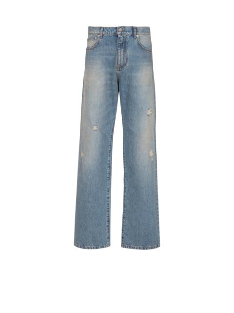 Loose-fit blue denim jeans
