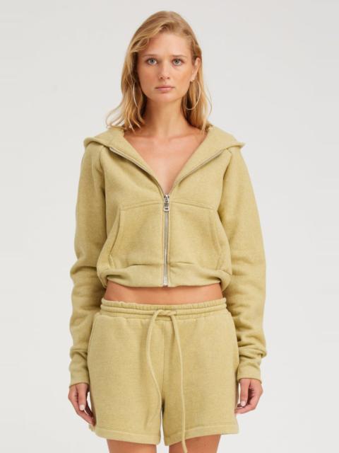 PISTACHIO MELANGE SHRUNKEN ZIP UP HOODIE