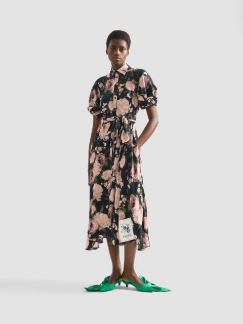 FLORAL PRINT SHORT SLEEVE MIDI DRESS