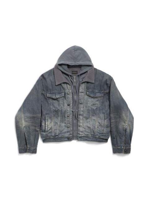 Men's Layered Lined Denim Jacket in Blue