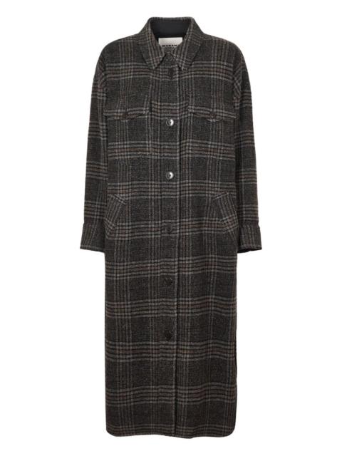 checked buttoned coat