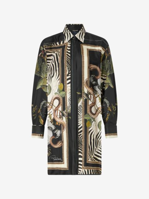 Long Shirt With Zebra And Snake Print