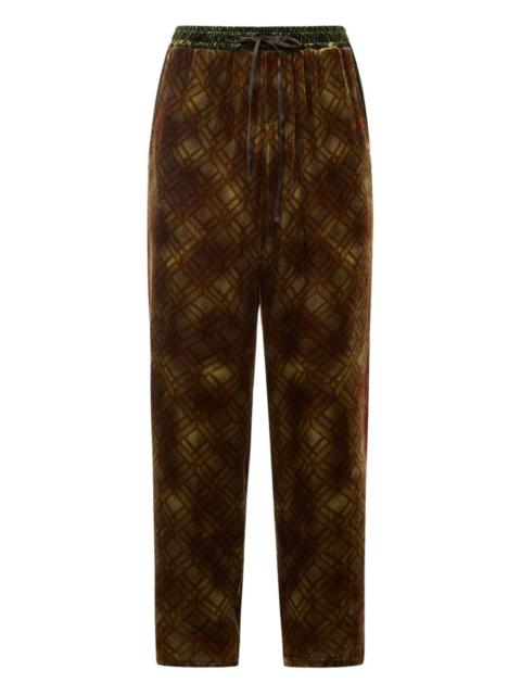 geometric-pattern velvet trousers