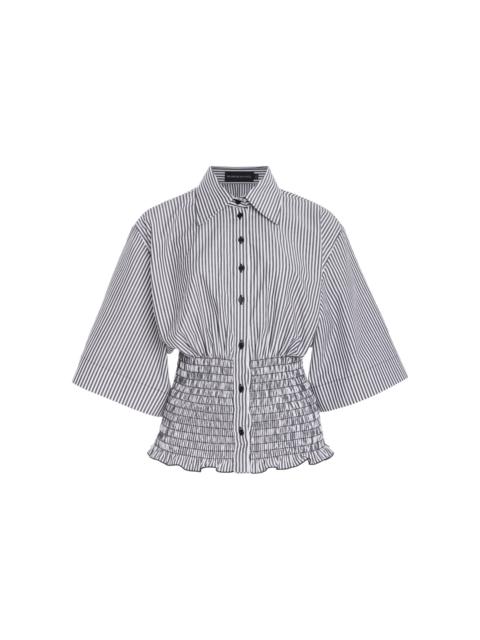 The Harte Smocked Pima Cotton Shirt black/white