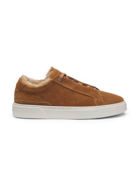 BOSS X STEIFF GARY MOHAIR-LINED TRAINERS IN SUEDE
