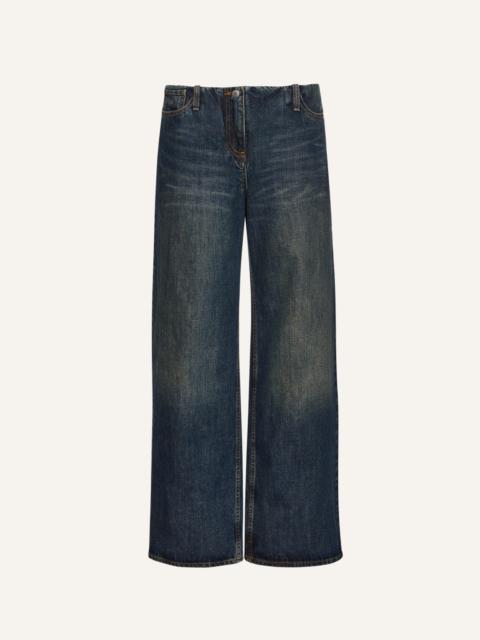 Ultra-low-waist wide-leg denim in dark vintage blue
