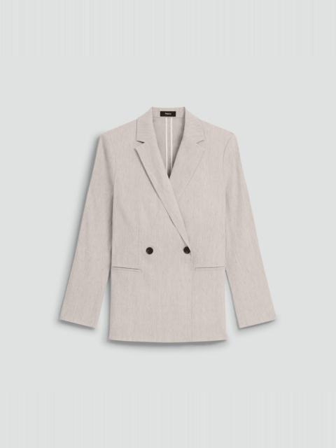 Vented Double-Breasted Blazer in Textured Linen