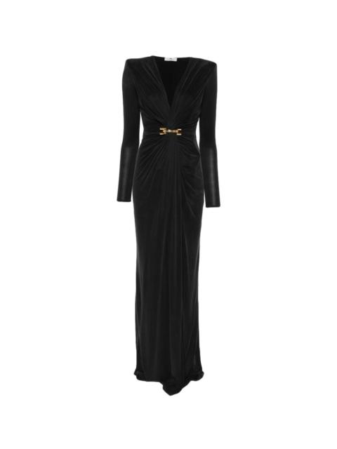 V-neck long-sleeve maxi dress
