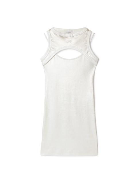 Silver Ribbed Cut-out Dress