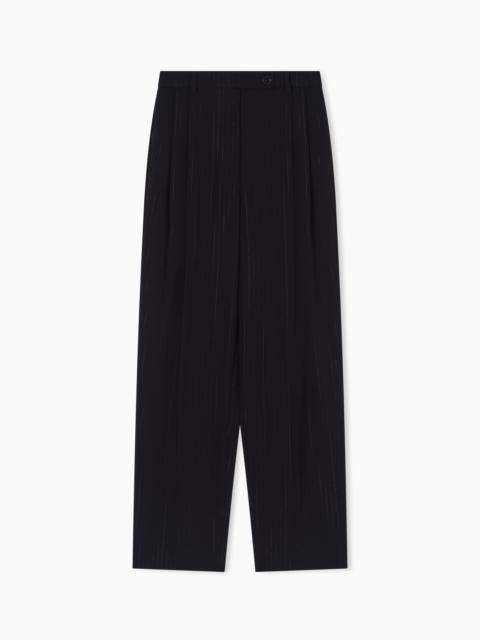 LUREX TROUSERS WITH PINSTRIPED PLEATS