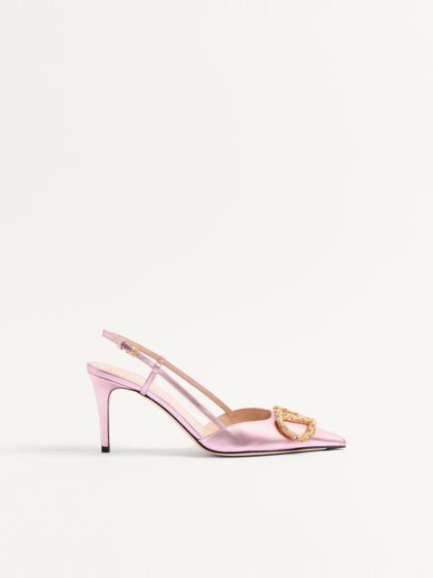 VLOGO SIGNATURE SLINGBACK PUMP IN LAMINATED NAPPA LEATHER 80MM
