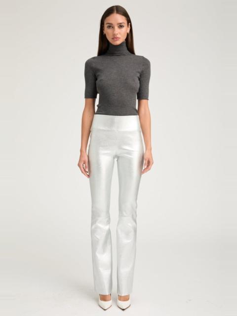 METALLIC SILVER LEATHER MICRO FLARE