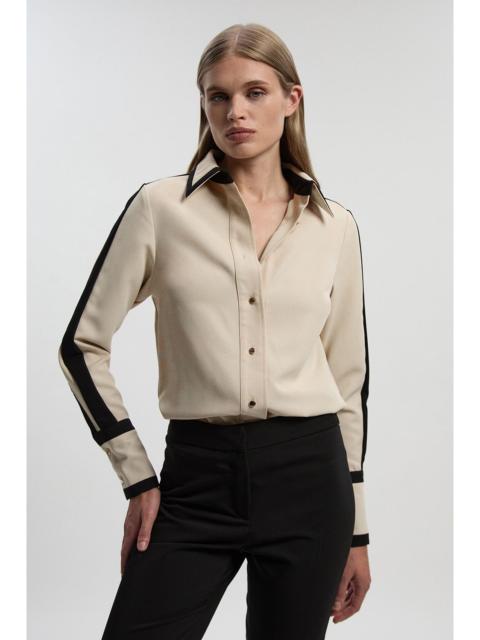 Petite Twill Contrast Hardware Collared Woven Shirt