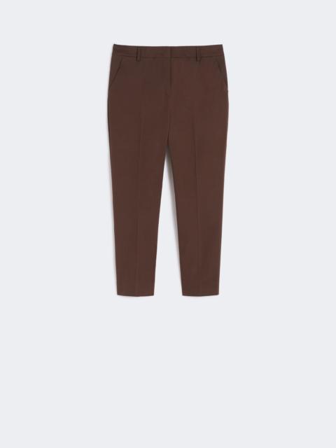 Slim-fit stretch cotton trousers - CHOCOLATE