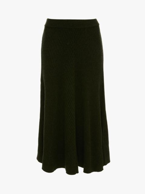 Ribbed Midi Knit Skirt In Oregano