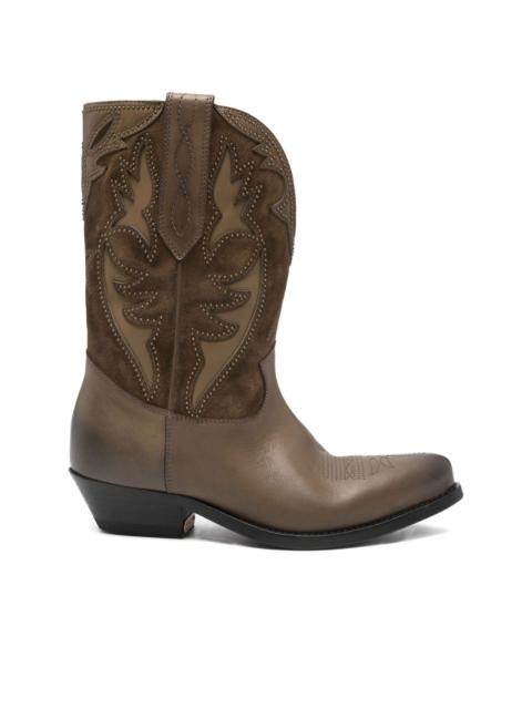 suede-appliqué boots