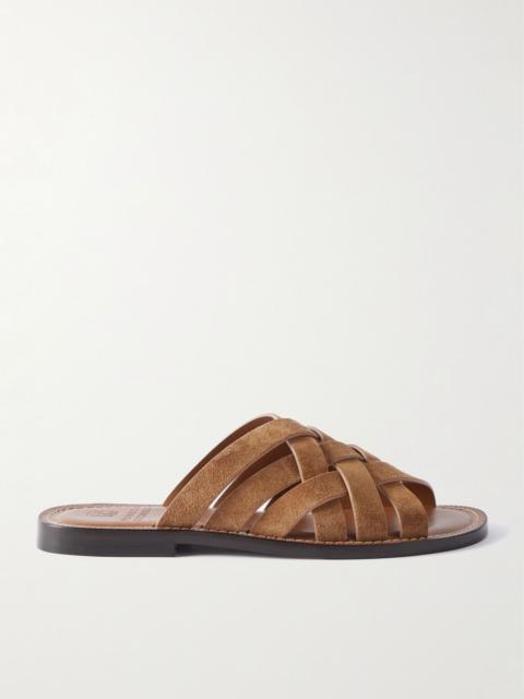 Woven Suede Sandals Camel