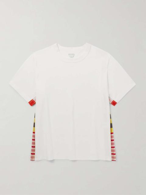 Checked Panelled Cotton and Silk-Blend Jersey T-Shirt