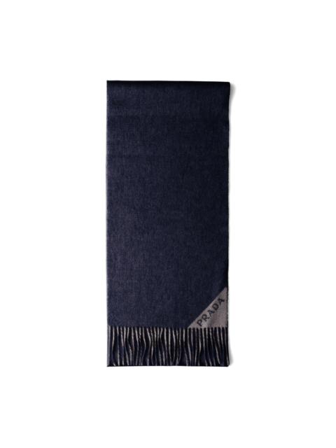 logo-jacquard fringe-edges scarf