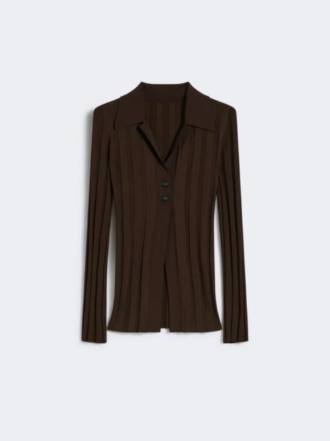 Shiny viscose cardigan - RUNWAY - COFFEE