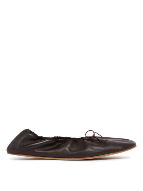 Brown Rounded Leather Ballet Flats