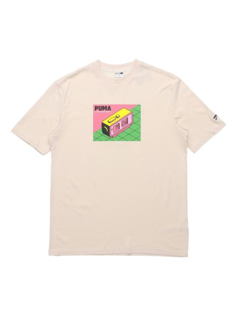 PUMA Downtown Graphic Tee 'Beige Pink Green' 599181-85