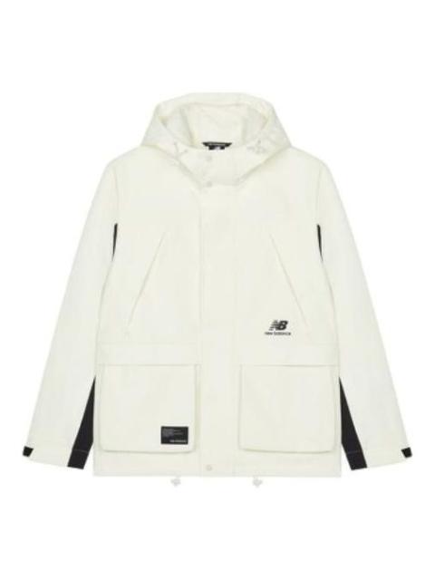 New Balance FW22 Hooded Windproof Jacket 'White Black' AMJ23320-CIC