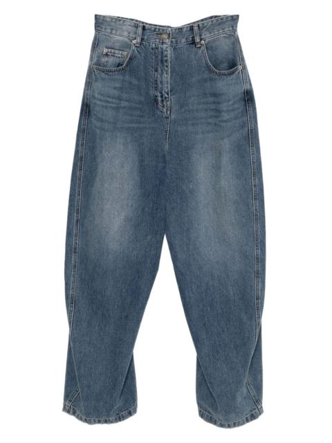 adjustable-strap wide-leg jeans