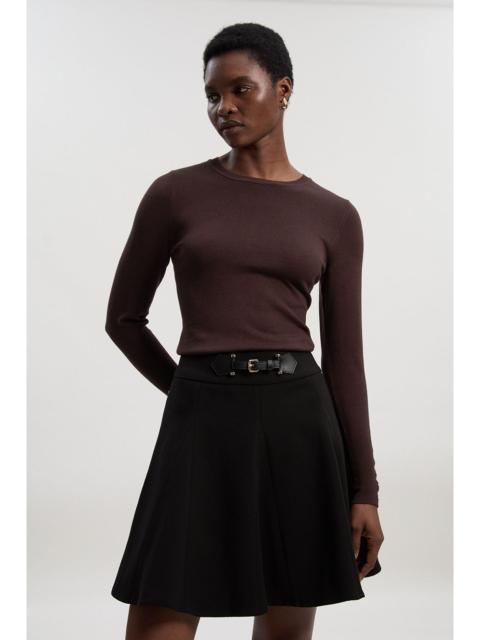 Compact Essential Tab Waist Flippy Mini Skirt